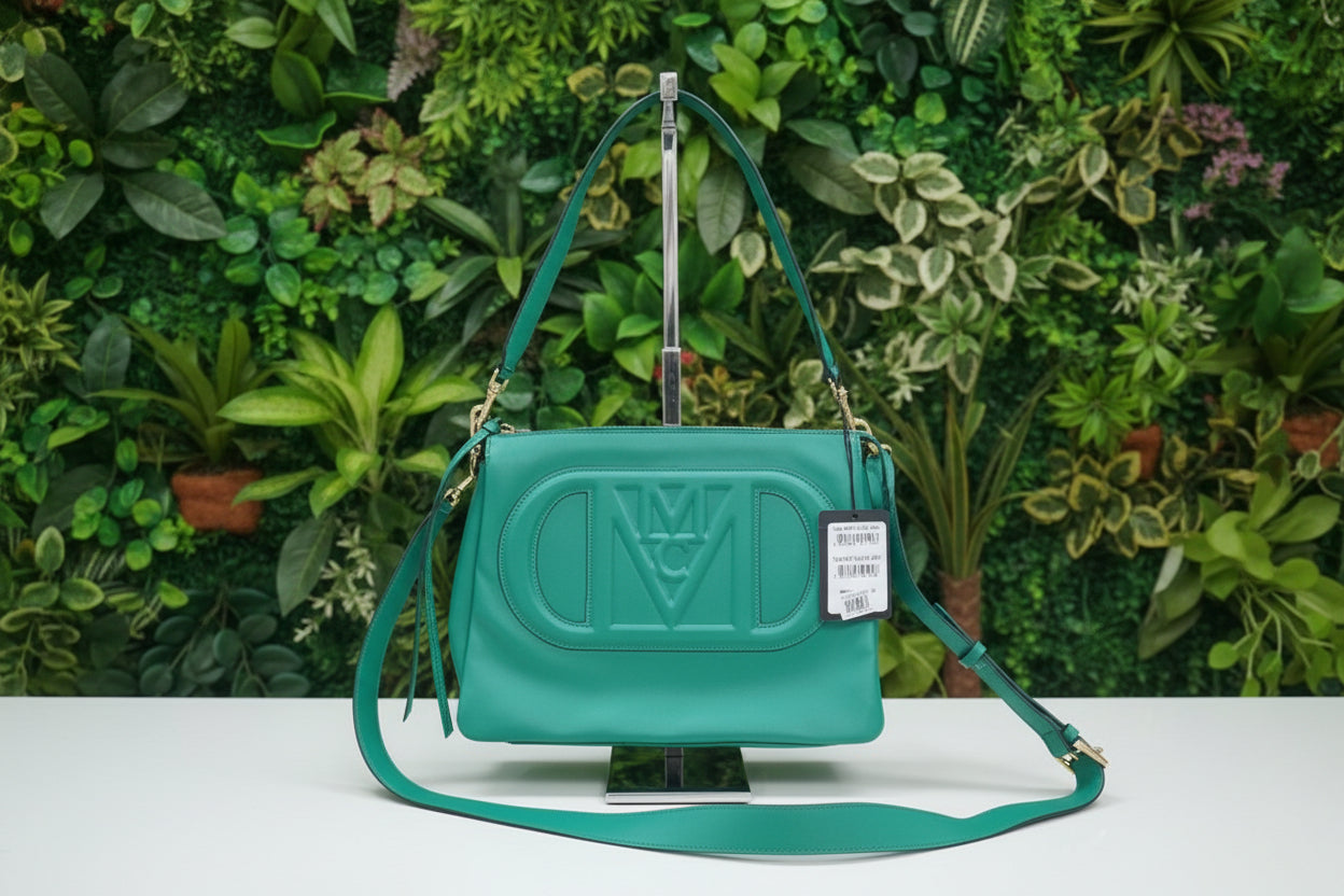 MCM Travia Green Calfskin Leather 2-way Bag