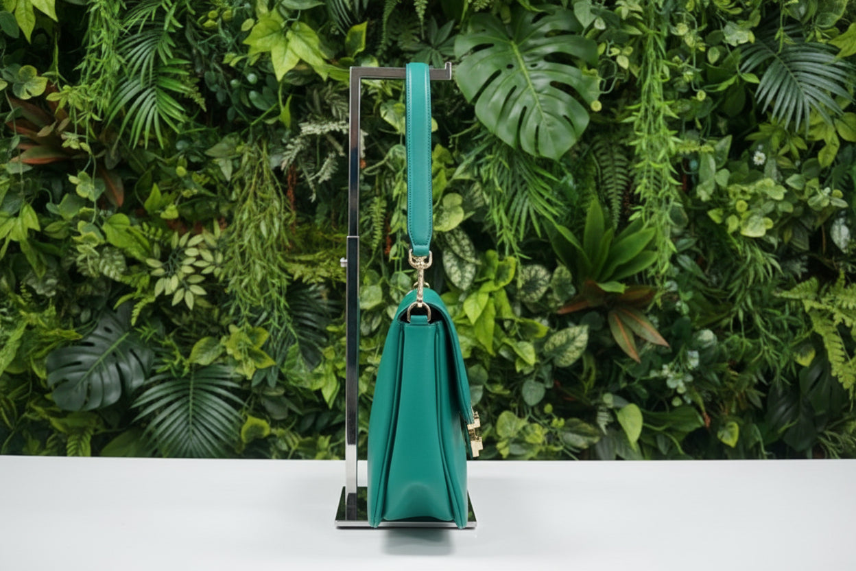 MCM Travia Green Calfskin Leather 2-way Bag