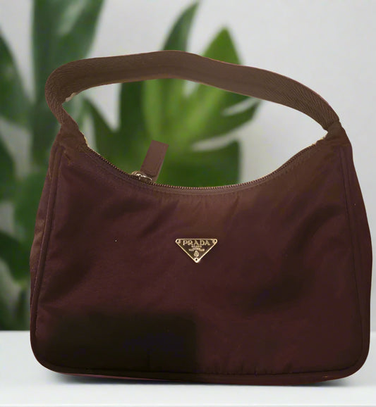 Prada Nylon Shoulder Bag Burgundy