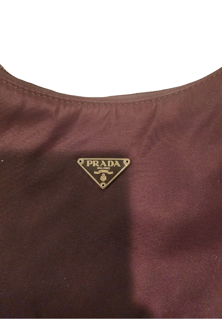 Prada Nylon Shoulder Bag Burgundy