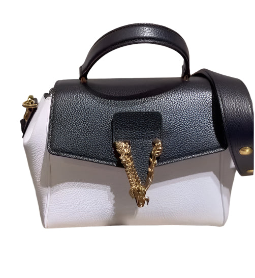 Versace Virtus Black White Top Handle Bag