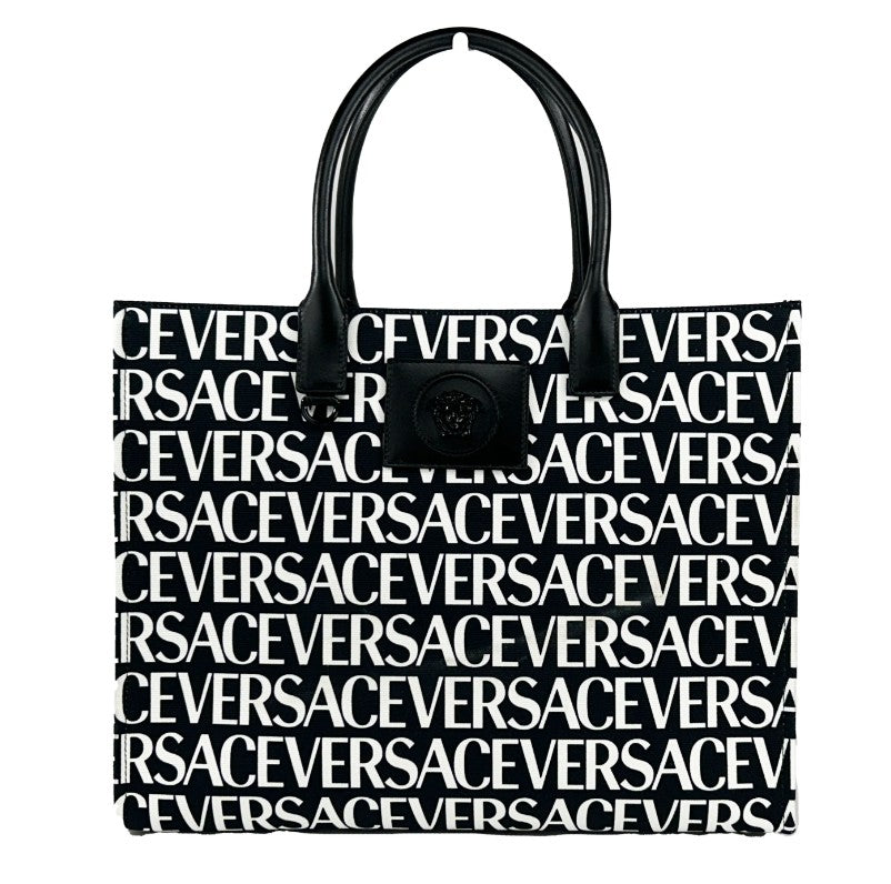 Versace Medusa Large Canvas Logo Print Tote