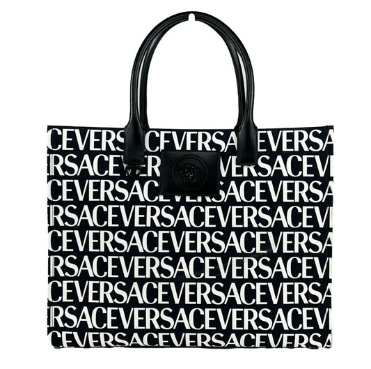 Versace Medusa Large Canvas Logo Print Tote