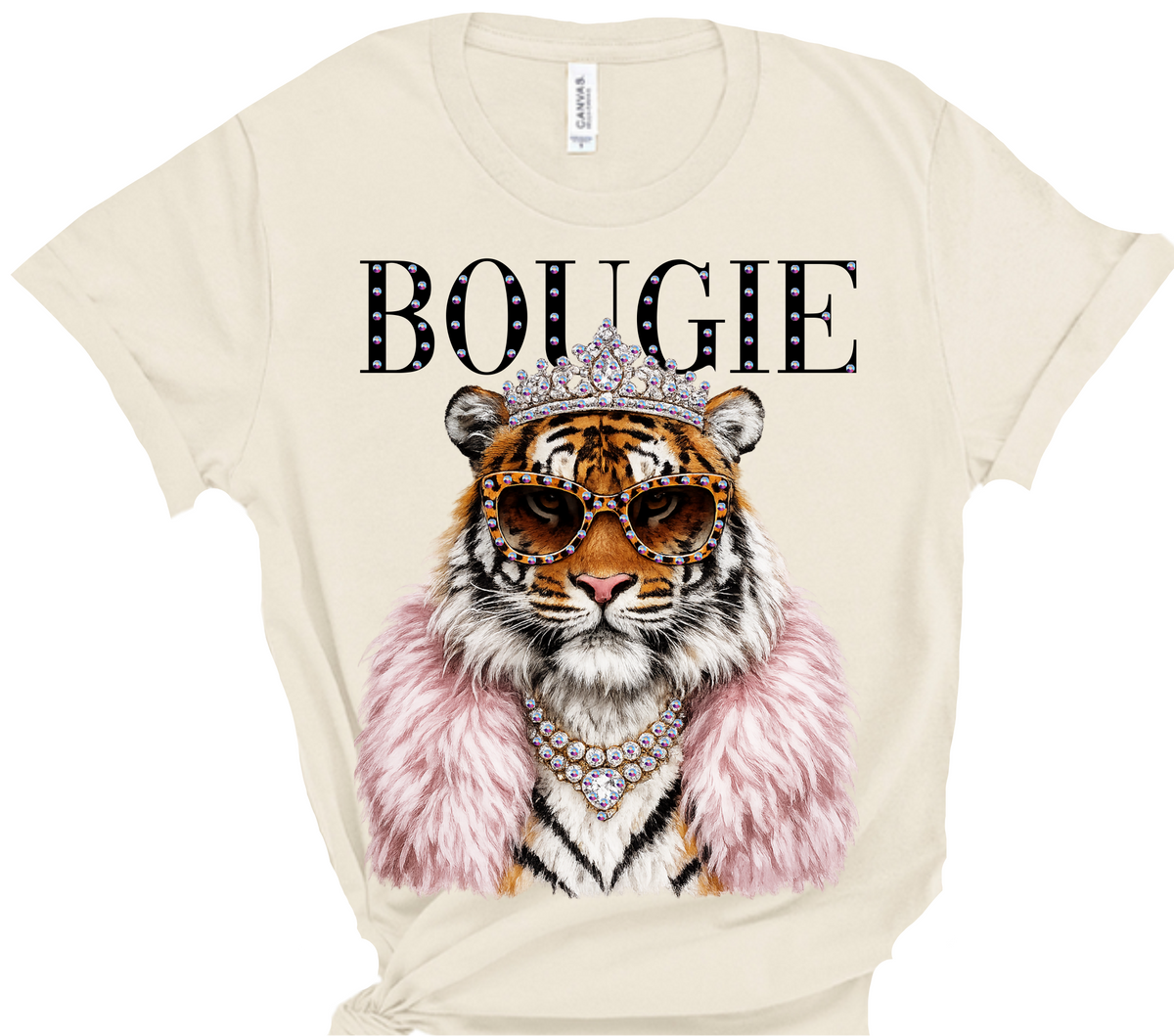 Tyson the Bougie Tiger Glam Rhinestone Graphic Blingy Tee