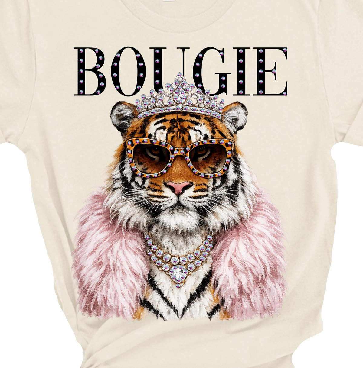 Tyson the Bougie Tiger Glam Rhinestone Graphic Blingy Tee