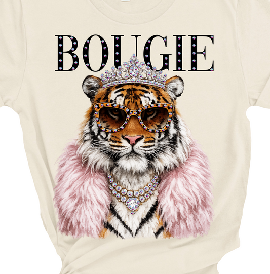 Tyson the Bougie Tiger Glam Rhinestone Graphic Blingy Tee