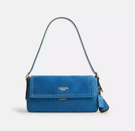 Coach Blue Suede Etta Shoulder Bag