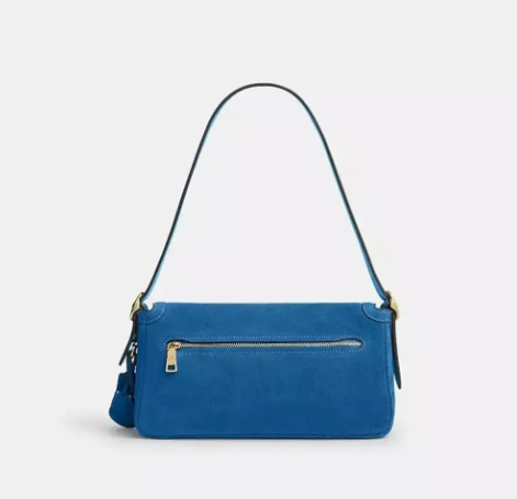 Coach Blue Suede Etta Shoulder Bag