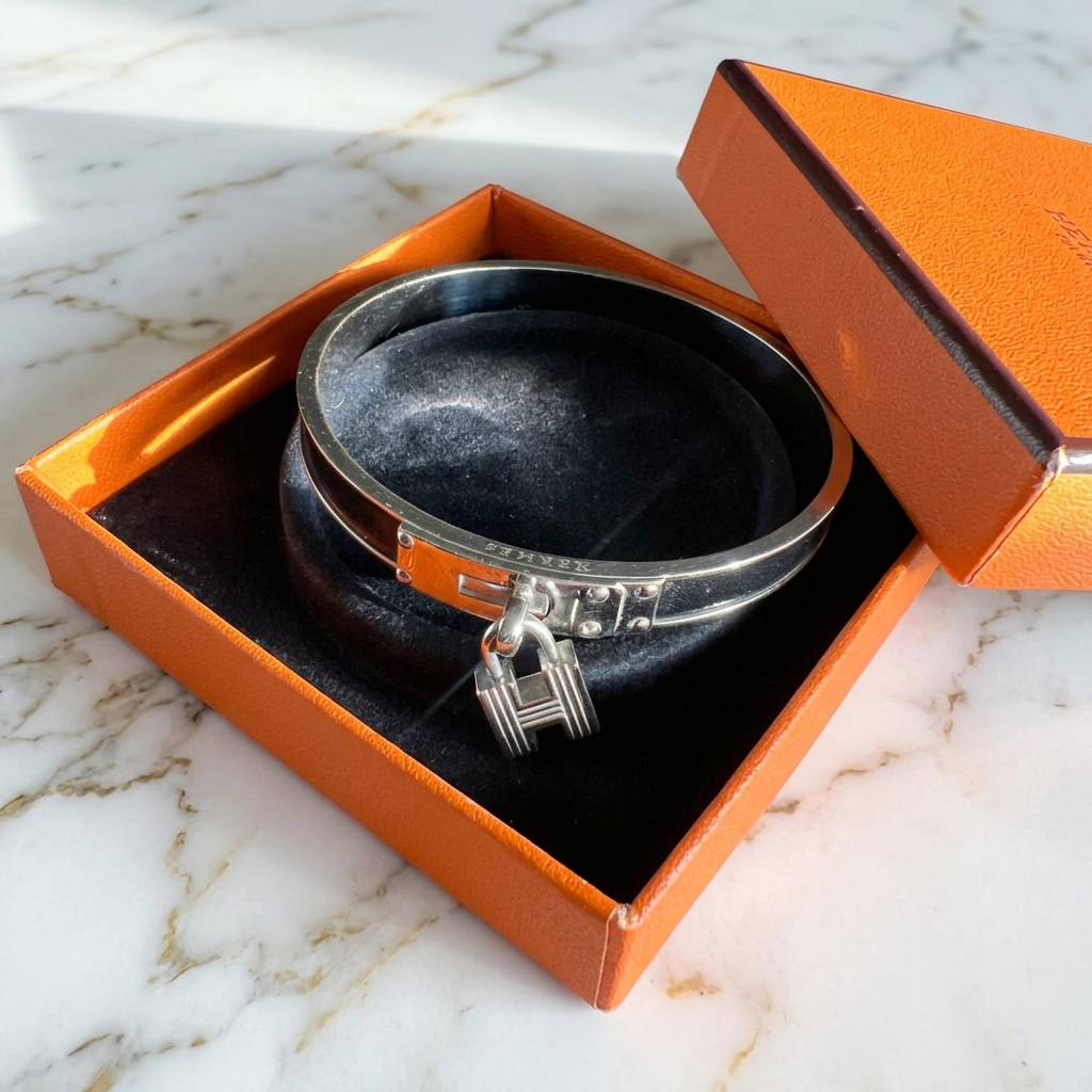 Hermes Lock Charm Bangle