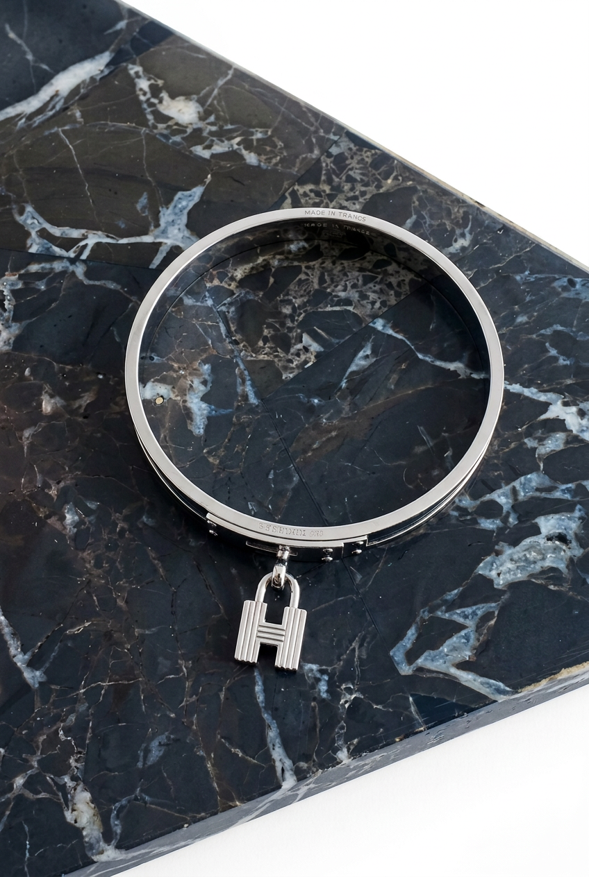 Hermes Lock Charm Bangle